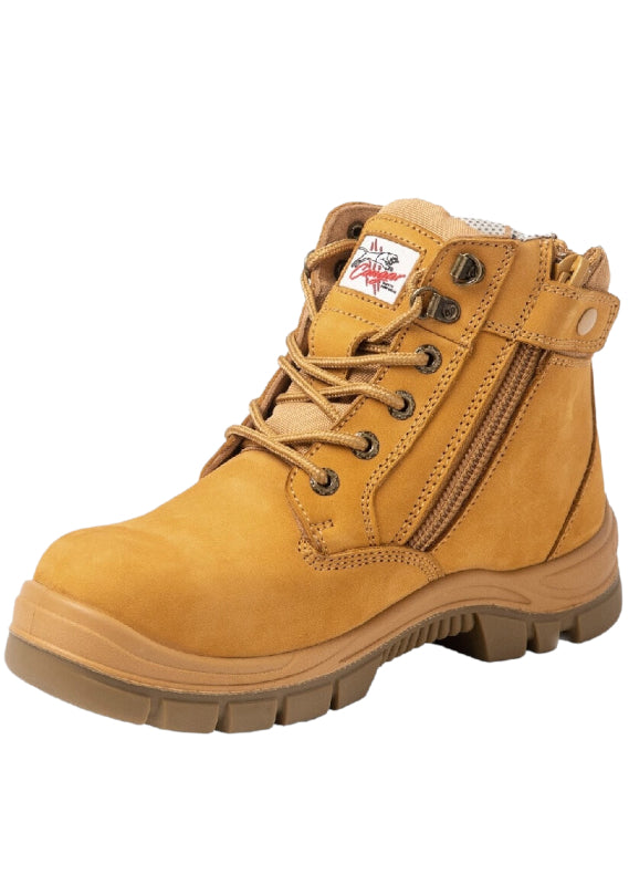 Cougar Footwear Sorrento Non Safety, Lace Up Boot with Zip - Wheat