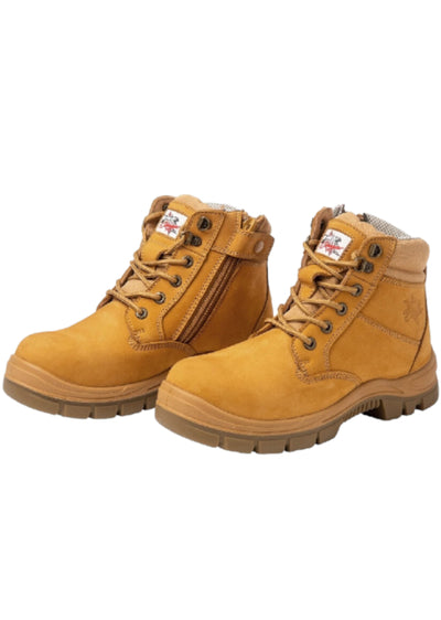 Cougar Footwear Sorrento Non Safety, Lace Up Boot with Zip - Wheat