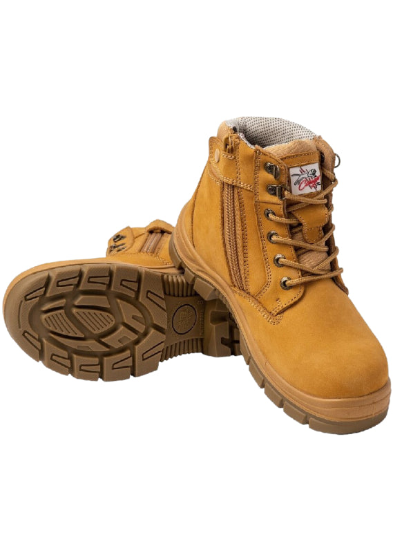 Cougar Footwear Sorrento Non Safety, Lace Up Boot with Zip - Wheat