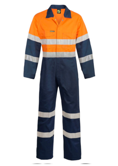 WORKCRAFT HI VIS REFLECTIVE INDUSTRIAL LAUNDRY COVERALLS [CLR:Navy/Orange SZ:77R]