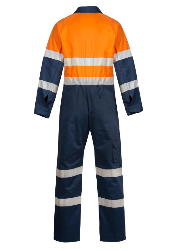 WORKCRAFT HI VIS REFLECTIVE INDUSTRIAL LAUNDRY COVERALLS [CLR:Navy/Orange SZ:77R]