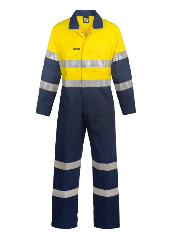 WORKCRAFT HI VIS REFLECTIVE INDUSTRIAL LAUNDRY COVERALLS [CLR:Navy/Orange SZ:77R]