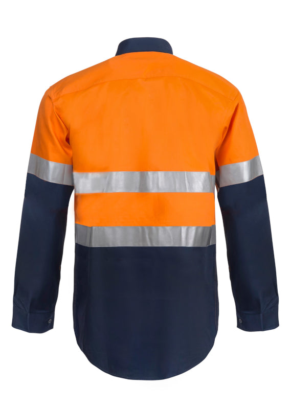 Work Craft Hi Vis Taped Two Tone Lightweight Vented Cotton Drill Shirt WS6030