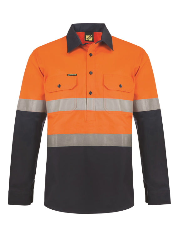 Work Craft Two Tone Hi Vis Shirt with Reflective Tape LS WS6033