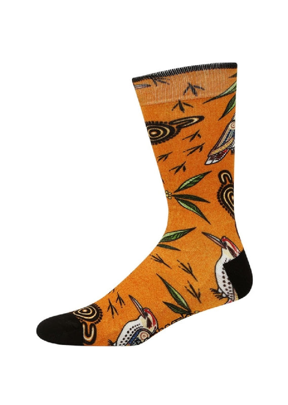 Bamboozld Mens Native Australian Kookaburra Bamboo Socks - Orange