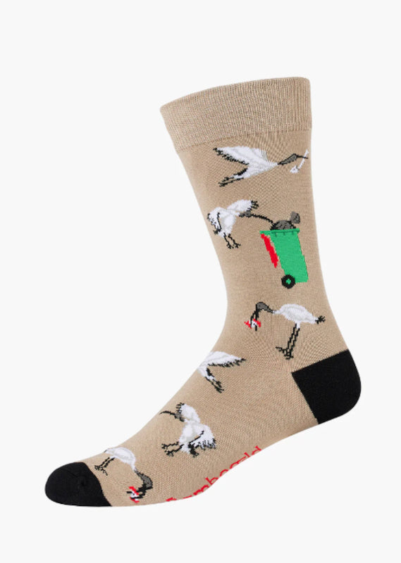 Bamboozld Mens Bin Chicken Bamboo Socks - Stone [SZ:7-11]