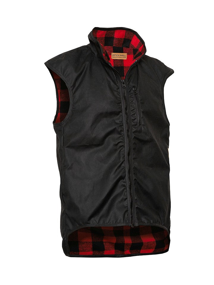 Styx Mill Oilskin Red Check Province Wool Lined Vest