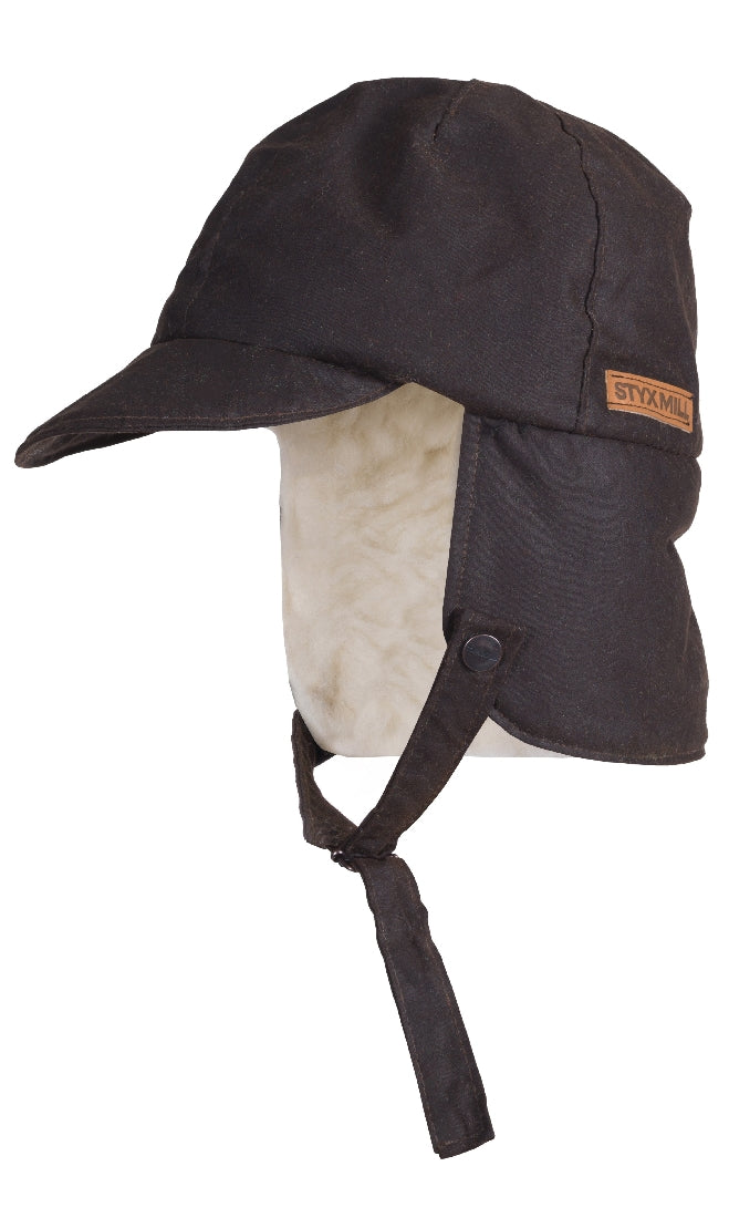 Styx Mill Oilskin Wool Lined Trapper Hat - Brown