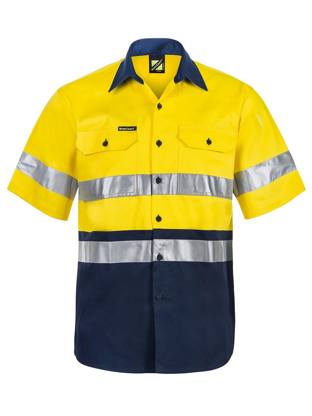 WorkCraft Hi Vis Taped Two Tone Cotton Drill Shirt WS4001